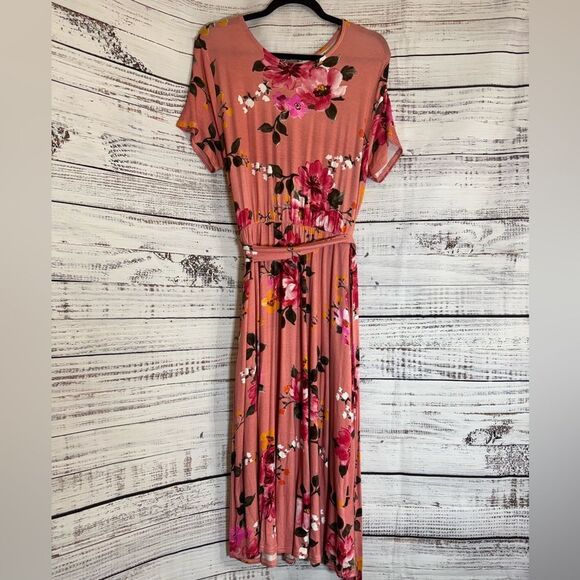 Levaca Dress Womens Size XL Floral belted Short Sleeve Maxi Summer casual New - Picture 1 of 12